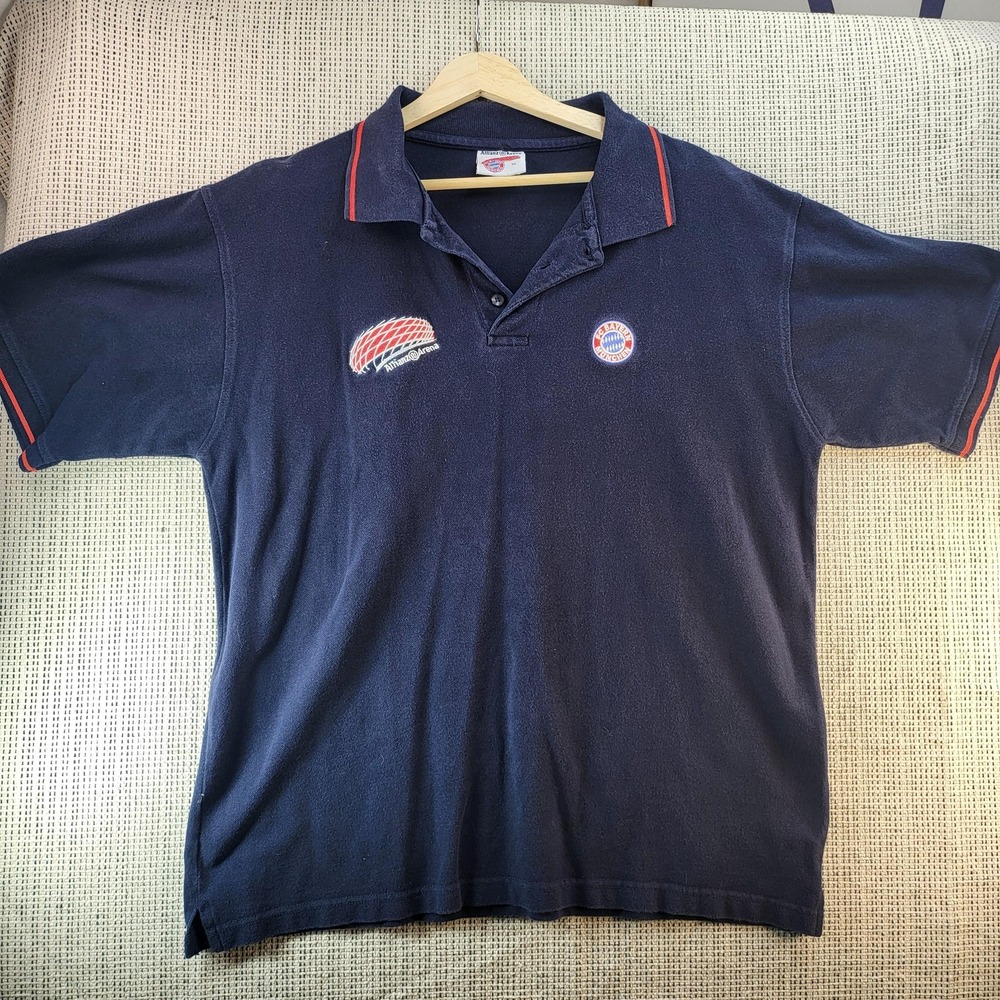 FC Bayern Munich Shirt Mens XL Navy Soccer Polo Allianz Arena Embroidered